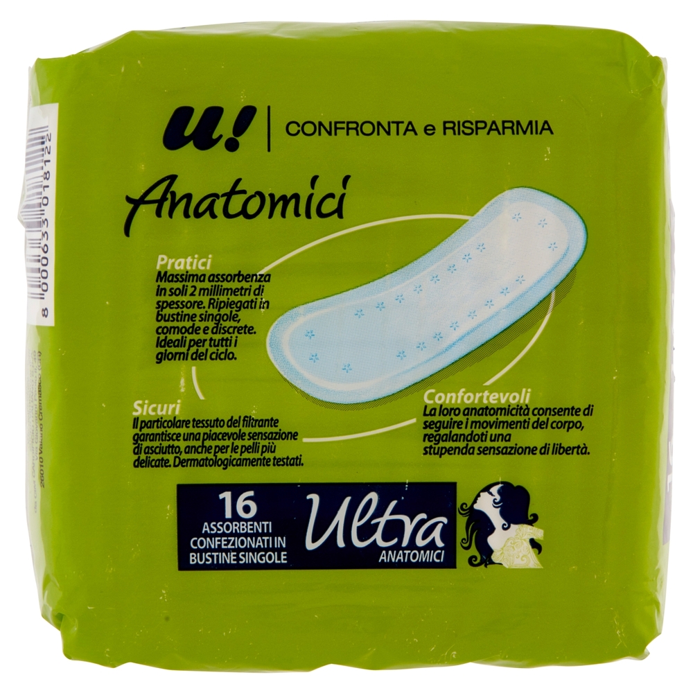 16 Assorbenti Ultra Anatomici U! Confronta e Risparmia